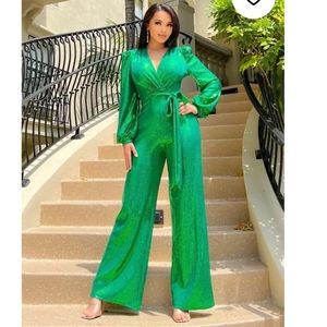 Green sequins Women Jumpsuit